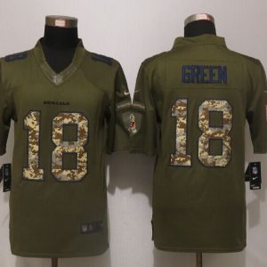 New Nike Cincinnati Bengals 18 Green Green Salute To Service Limited Jersey