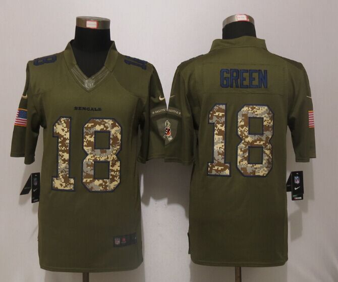 New Nike Cincinnati Bengals 18 Green Green Salute To Service Limited Jersey