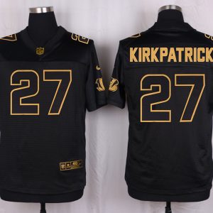 Mens Cincinnati Bengals #27 Kirkpatrick Pro Line Black Gold Collection Jersey