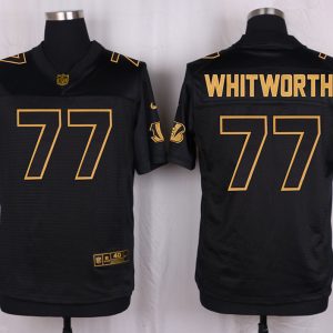 Mens Cincinnati Bengals #77 Whitworth Pro Line Black Gold Collection Jersey