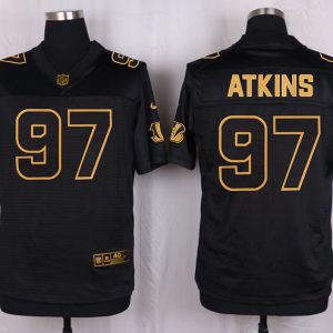 Mens Cincinnati Bengals #97 Atkins Pro Line Black Gold Collection Jersey