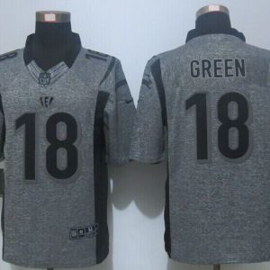 New Nike Cincinnati Bengals #18 Green Gray Mens Stitched Gridiron Gray Limited Jersey