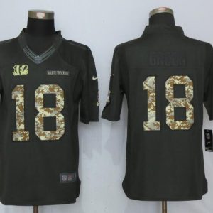 New Nike Cincinnati Bengals 18 Green Anthracite Salute To Service Limited Jersey
