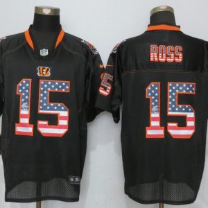 New Nike Cincinnati Bengals #15 Ross USA Flag Fashion Black Elite Jerseys