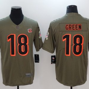 Mens Cincinnati Bengals #18 Green Olive Salute to Service Limited Jersey