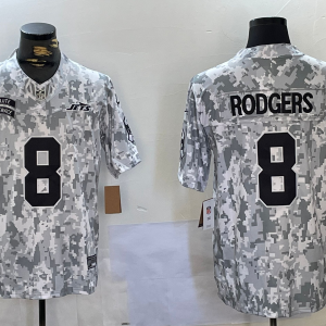 Men's New York Jets #8 Aaron Rodgers Arctic Camo 2024 F.U.S.E. Salute to Service Jersey