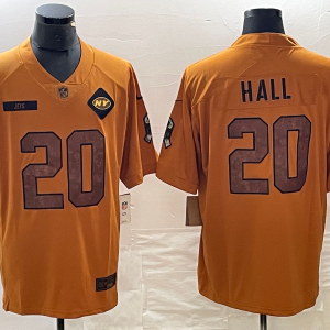 Men's New York Jets #20 Breece Hall 2023 Brown Salute To Service Limited Jersey