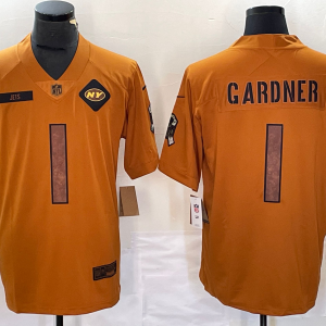 Men's New York Jets #1 Ahmad Sauce Gardner 2023 Brown Salute To Service Limited Jersey