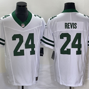 Men's New York Jets #24 Revis White 2023 F.U.S.E. Vapor Limited Throwback Jersey