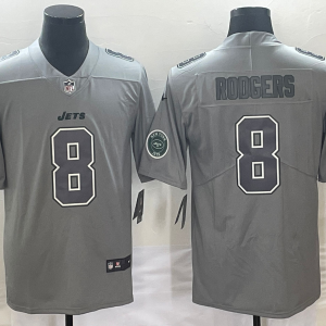 Men's New York Jets #8 Aaron Rodgers Gray With Patch Vapor Untouchable Limited Jersey