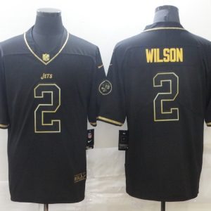 Men's New York Jets #2 Wilson Black Golden Edition Limited Jersey