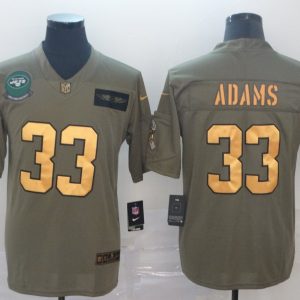 Men's New York Jets #33 Adams 2019 Olive/Gold Salute To Service Limited Stitched NFL