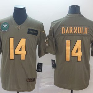Men's New York Jets #14 Sam Darnold 2019 Olive/Gold Salute To Service Limited Jersey