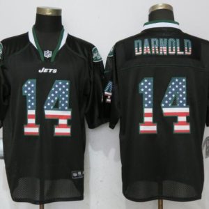 Nike New York Jets 14 Darnold USA Flag Fashion Black Elite Jersey