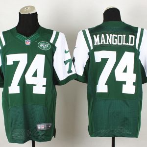 Nike New York jets #74 Mangold Green Elite Jersey