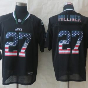 2014 New Nike New York Jets 27 Milliner USA Flag Fashion Black Elite Jerseys