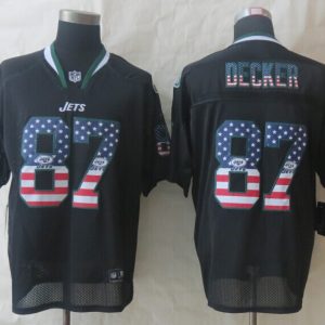 2014 New Nike New York Jets 87 Decker USA Flag Fashion Black Elite Jerseys