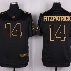 Mens New York Jets #14 Fitzpatrick Pro Line Black Gold Collection Jersey