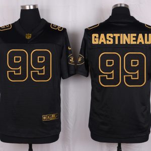 Mens New York Jets #99 Gastineau Pro Line Black Gold Collection Jersey