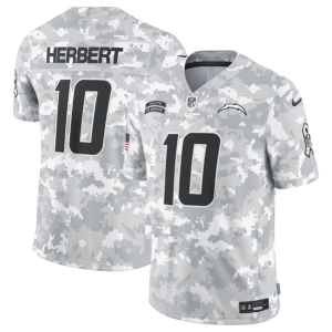 Men's Los Angeles Chargers #10 Justin Herbert Arctic Camo 2024 F.U.S.E. Salute to Service Jersey