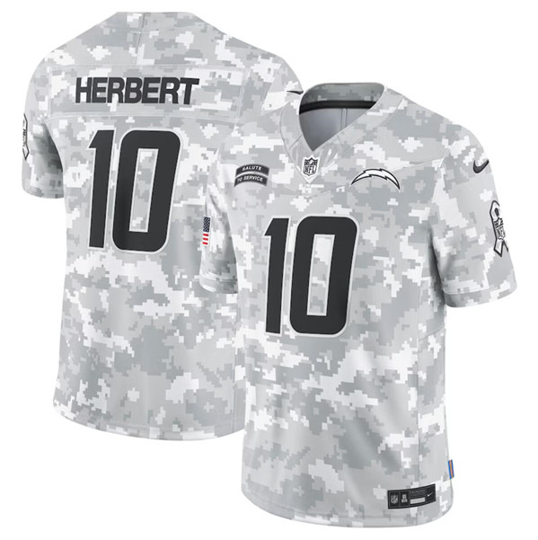 Men's Los Angeles Chargers #10 Justin Herbert Arctic Camo 2024 F.U.S.E. Salute to Service Jersey