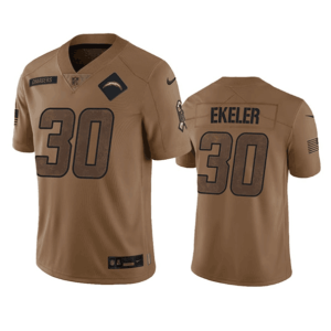 Men's Los Angeles Chargers #30 Austin Ekeler 2023 Brown Salute To Service Limited Jersey
