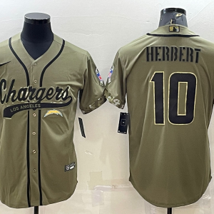 Men's Los Angeles Chargers #10 Justin Herbert 2022 Olive Salute To Service Baseball Nike Jersey
