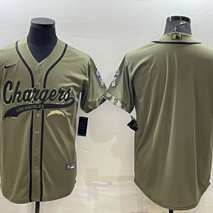 Men's Los Angeles Chargers Blank 2022 Olive Salute To Service Baseball Nike Jersey