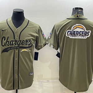 Men's Los Angeles Chargers 2022 Olive Salute To Service Team Big Logo With Patch Baseball Nike Jersey