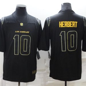 Men's Los Angeles Chargers #10 Justin Herbert Golden Black Limited Jersey