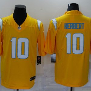 Men's Los Angeles Chargers ##10 Justin Herbert Gold Inverted Legend Limited Jersey