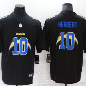 Men's Los Angeles Chargers ##10 Justin Herbert Black Shadow Vapor Untouchable Limited Jersey