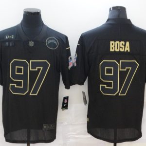Men's Los Angeles Chargers #97 Bosa 2020 Black Salute To Service Limited Jersey