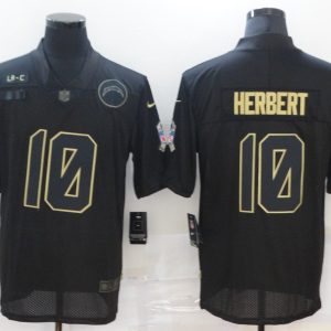 Men's Los Angeles Chargers #10 Justin Herbert 2020 Black Salute To Service Limited Jersey