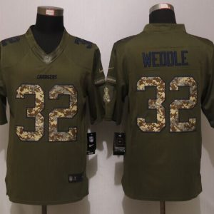 New Nike San Diego Chargers 32 Weddle Green Salute To Service Limited Jersey