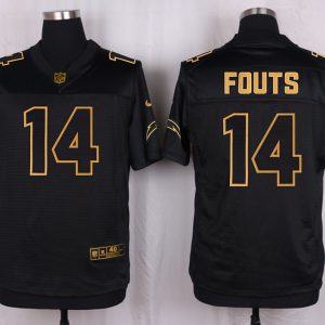 Mens San Diego Chargers #14 Fouts Pro Line Black Gold Collection Jersey