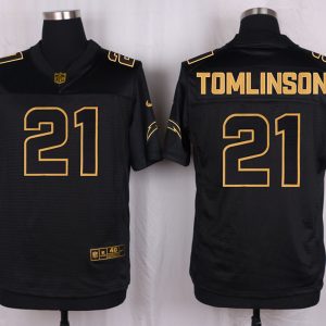 Mens San Diego Chargers #21 Tomlinson Pro Line Black Gold Collection Jersey