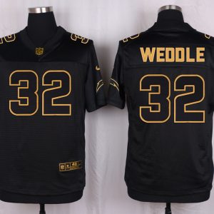 Mens San Diego Chargers #32 Weddle Pro Line Black Gold Collection Jersey
