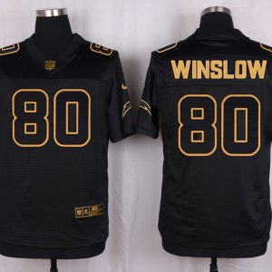 Mens San Diego Chargers #80 Winslow Pro Line Black Gold Collection Jersey