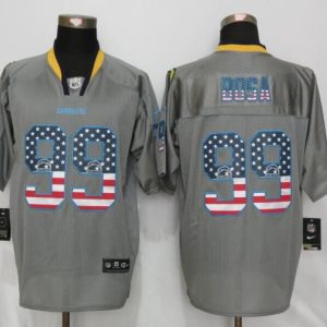 New Nike San Diego Chargers 99 Bosa USA Flag Fashion Gray Elite Jerseys