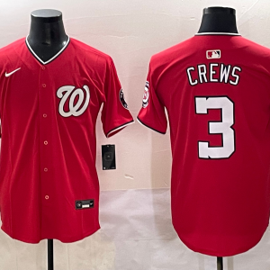 Men's Washington Nationals #3 Dylan Crews Red Nike Game Jersey