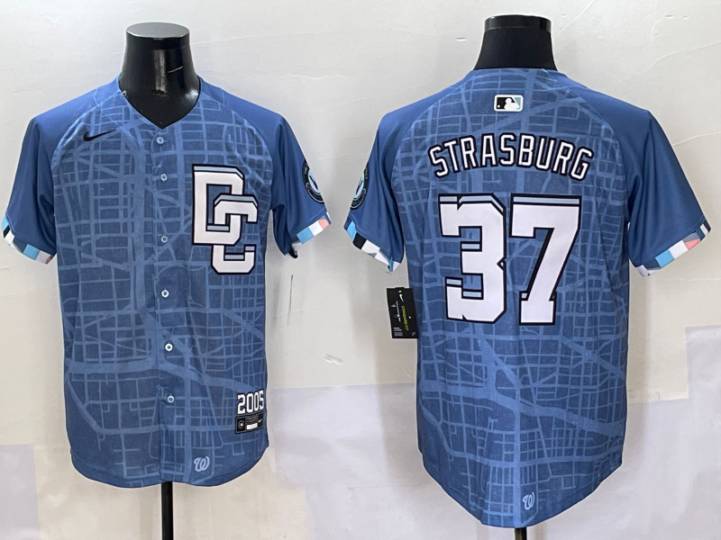 Men's Washington Nationals #37 Stephen Strasburg Blue 2025 City Connect Limited Jersey