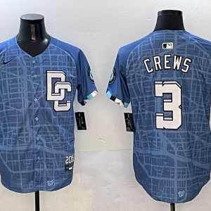 Men's Washington Nationals #3 Dylan Crews Blue 2025 City Connect Limited Jersey