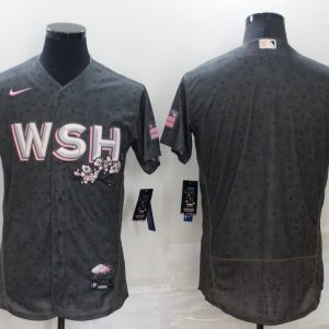 MLB Washington Nationals Blank 2022 Gray City Connect Cherry Blossom Flex Base Elite Jersey