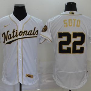 MLB Washington Nationals #22 Juan Soto 2020 White Golden Flex Base Stitched Jersey
