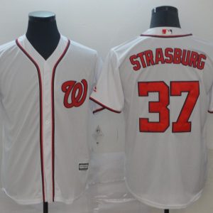 MLB Men's Washington Nationals #37 Strasburg White Game Jersey