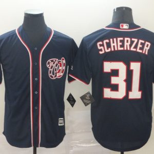 MLB Men's Washington Nationals #31 Max Scherzer Navy Game Jersey