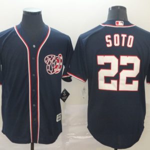 MLB Men's Washington Nationals #22 Juan Soto Blue Game Stitched Jersey