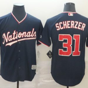 MLB Men's Washington Nationals #31 Max Scherzer Blue With Red Game Stitched Jersey