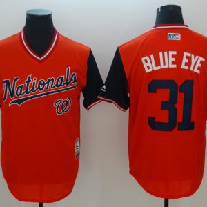 Men's Washington Nationals #31 Blue Eye Mejestic Red 2018 Players' Weekend Flex Base Jersey